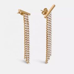 Dazzle them all in the Brooke Dangle Earrings. Wear these gems on a night out to instantly elevate your look and really make an impression. 18k Gold Plated over Stainless Steel 9cm Drop CZ Stones Hypoallergenic Water & Tarnish Resistant Modern Earrings With Plating For Evening, Modern Evening Earrings With Plating, Modern Party Earrings With Plating, Sparkling 14k Gold Fine Jewelry Earrings, Luxury Dangle Crystal Earrings, Elegant Sparkling Gold-plated Earrings, Cubic Zirconia Drop Linear Earrings For Evening, Modern Dangle Bridal Earrings For Party, Yellow Gold 14k Earrings For Party