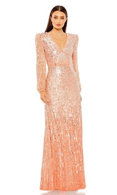 Long sequin formal dress with v-neckline and long sleeves Sequin Evening Dress For Fall Gala, Glamorous Long Sleeve Sequin Dress For Formal Occasions, Glamorous Long Sleeve Sequin Dress For Formal Events, Spring Formal Evening Dress With Contrast Sequin, Formal Evening Dress With Contrast Sequin For Spring, Formal Long Sleeve Dress With Contrast Sequin, Long Sleeve Sequin Dress For Cocktail Gala, V-neck Sequin Dress For Gala, Long Sleeve Sequin Evening Dress For Gala