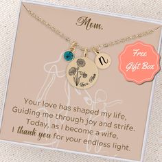 This personalized mother of the groom necklace makes a perfect gift for your future mother-in-law on your wedding day! Highlights 👁️Designed by BreezyGemsStudio 🌟Materials: 18k Gold Plated, .925 Sterling Silver Plated, Stainless Steel Base 🦞Closure: Lobster Claw Clasp 📿Chain style: Cable 📐Length Options: 16", 18", 20", & 24" 🪞Style: Minimalist 🖊️Can Be Personalized 💎Pendant & Birthstone Sizes:  Main Pendant 20mm, Mini 10mm, Birthstone 6mm 🫰Made to Order 🎁Free Gift Box and Notecard With Every Order 🚫Lead & Nickel Free HOW TO ORDER: 1.   Select Size & Finish:  Choose necklace options from the drop-down menu.  2.  Pick Birthstone:  Select your desired month from the drop-down menu.  3.  Personalization:  Type NAME in the "personalization" box. 4.  Add to Cart:  Click "Add to Cart". Mother's Day Birthstone Necklace With Birth Flower For Anniversary, Mother's Day Gift Birthstone Necklace With Birth Flower, Mother's Day Birthday Birthstone Necklace, Customizable Birthstone Necklace For Mother's Day Anniversary, Customizable Birthstone Necklace For Mom - Valentine's Day Gift, Mother's Day Birthstone Necklace With Birth Flower For Mom, Mother's Day Birthstone Necklace With Birth Flower, Anniversary Charm Necklaces With Hallmark For Gift, Anniversary Gift Charm Necklaces With Hallmark