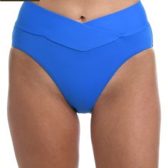 Nwt Size 14 High Waist Blue Bottoms For Pool, High Rise Blue Bottoms For Beach, High Rise Blue Bottoms For The Beach, Solid Crossover Waistband Bottoms For Summer, Chic Blue High Waist Swimwear, Chic High Waist Blue Swimwear, Chic Blue High-waisted Swimwear, Chic Blue Pool Bottoms, Chic Blue Bottoms For Pool