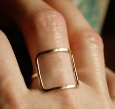 **PLEASE NOTE: This item is MADE TO ORDER. Current production times are listed in the announcement section of my shop's homepage. **Artist crafted. Original design made in Richmond, VA.** Hand fabricated, modern square ring. Organic form, crafted in solid sterling silver, 10k or 14k gold. Satin finish. Delicate and lightweight yet sturdy and super comfortable. **If unsure of your ring size, you can be easily measured at any local jewelry store. In the event that you order the wrong size, resizin Modern Square Gold Rings, Handmade Rectangular Minimalist Rings, Handmade Minimalist Rectangular Rings, Modern Square Cut Jewelry For Everyday, Square Minimalist Jewelry For Everyday, Gold Square Cut Minimalist Jewelry, Minimalist Gold Square Cut Jewelry, Minimalist Square Cut Gold Jewelry, Handmade Square Minimalist Jewelry