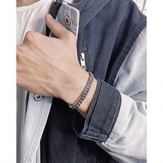 Style: Korean Style/Korean Style Material: Titanium Steel Fashion Element: Geometry Cuban Jewelry, Bracelets Vintage, Bracelet Men, Style Korean, Chain Jewelry, Watch Necklace, Steel Bracelet, Chains Jewelry, Ring Bracelet