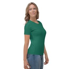 Get to know your new favorite tee—it's super smooth, super comfortable, and made from a cotton touch polyester jersey that won't fade after washing. • 95% polyester, 5% elastane (fabric composition may vary by 1%) • Premium knit mid-weight jersey • Four-way stretch fabric that stretches and recovers on the cross and lengthwise grains • Regular fit Moisture-wicking Stretch Cotton T-shirt, Basic Solid T-shirt With Snug Fit, Solid Color Snug Fit Crew Neck T-shirt, Fitted Solid Color Moisture-wicking T-shirt, Green Sporty Jersey Top, Fitted Moisture-wicking Solid T-shirt, Sporty Green Jersey Tops, Fitted Solid Moisture-wicking T-shirt, Moisture-wicking Fitted Solid T-shirt