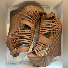 Just Fab Size 7.5 Brand New. Never Worn. Heels Ideas, Party High Heels, Extreme High Heels, Cute Wedges, Just Fab Shoes, Platform Sandals Heels, Plus Size Clothes, Pink Shoes, Womens Wedges