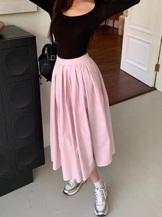 The perfect pink midi skirt for spring! With a pleated flare silhouette, side pockets and concealed back zipper, this skirt mixes and matches easily, and looks cute all day. Lined. S: 25" waist, 29.5" lengthM: 26.5" waist, 29.5" lengthL: 28" waist, 30" lengthXL: 29.5" waist, 30" length Pink Pleated Skirt Outfit Ideas, Light Pink Skirt Outfit, Long Pink Skirt Outfit, Middie Skirt, Pink Maxi Skirt Outfit, Long Pink Skirt, Pink Skirt Outfits, Summer Rae, Pink Maxi Skirt