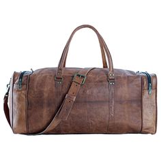 FULL GRAIN LEATHER: Our bags are made from full-grain leather and lined with durable canvas and are Handcrafted by skilled craftsmen APPROVED BY MOST AIRLINES: Most Major Airlines allow a maximum of 22 Inches as cabin baggage. This duffel is cabin friendly and approved by Most Major Airlines as a cabin bag. Detachable shoulder strap adds to the convenience of carrying it on a shoulder or by handles. STORAGE AND USE: Size 21" L x 11" H x 9" Depth in inches, the bag has one main compartment for cl Large Capacity Leather Duffle Bag For Trips, Leather Satchel Travel Bag With Waxed Finish, Rectangular Leather Travel Bag With Waxed Finish, Brown Waxed Satchel Weekender Bag, Practical Leather Travel Satchel, Leather Travel Bag With Waxed Finish For Daily Use, Rectangular Leather Weekender Bag With Waxed Finish, Rugged Brown Duffle Bag With Large Capacity, Brown Waxed Finish Duffle Bag For Trips