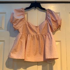 From Shein. Baby Pink Puffy Sleeve Blouse. Size Large. Great Condition. New With Tag Cute Cotton Square Neck Tops, Pink Ruffled Square Neck Top, Pink Square Neck Top With Ruffles, Cute Puff Sleeve Top For Day Out, Cute Solid Puff Sleeve Tops, Pink Short Sleeve Puff Top For Brunch, Pink Puff Sleeve Top For Brunch, Cute Pink Puff Sleeve Tops, Cute Solid Color Tops With Puff Sleeves