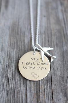 "Custom Engraved and Personalized Aviation Jewelry by Shiny Little Blessings on Etsy. ★ This airplane necklace is created with the highest quality sterling silver, NEVER plated! Best bet for all skin types and those with metal sensitivities. Your best choice for lasting quality. ★ This fabulous gift for a pilot or flight attendant, or anybody else who loves to fly, comes gift wrapped and with a message card for convenient and loving gift giving!! Let me know during check-out if you would like me Engraved Sterling Silver Charm Necklaces For Anniversary Gift, Sterling Silver Engraved Charm Necklaces For Anniversary Gift, Laser Engraved Silver Jewelry For Anniversary Gift, Sterling Silver Laser Engraved Jewelry For Anniversary, Sterling Silver Stamped Necklace For Anniversary, Silver Laser Engraved Jewelry For Anniversary Gift, Silver Stamped Necklaces For Anniversary Gift, Laser Engraved Sterling Silver Jewelry, Laser Engraved Sterling Silver Jewelry For Anniversary