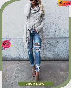 Tassel Long Cardigan Winter Outerwear With Tassels And Long Sleeves, Winter Long Sleeve Outerwear With Tassels, Casual Winter Sweater With Tassels, Fall Tassel Long Sleeve Sweater, Casual Long Sleeve Fringe Sweater, Spring Long Sleeve Sweater With Fringe, Spring Fringe Long Sleeve Sweater, Spring Long Sleeve Fringe Sweater, Spring Long Sleeve Sweater With Tassels