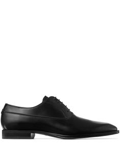 black calf leather smooth grain branded heel counter square toe front lace-up fastening low stacked heel branded leather insole leather outsole Timeless Calf Leather Lace-up Shoes For Formal Occasions, Formal Calf Leather Oxfords With Rubber Heel Cap, Lace-up Calf Leather Dress Shoes For Business, Calf Leather Lace-up Dress Shoes For Business, Timeless Lace-up Shoes For Office, Timeless Semi-formal Lace-up Calf Leather Shoes, Timeless Calf Leather Pointed Toe Oxfords, Timeless Pointed Toe Calf Leather Oxfords, Business Lace-up Cap Toe Shoes In Calf Leather