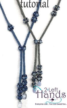 the beaded necklace is made with blue beads