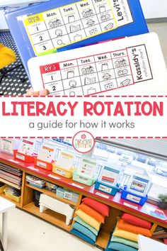 a person holding up a sign that says, library rotation guide for how it works