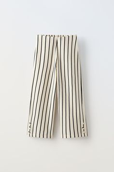 STRIPED PANTS - Blue | ZARA United States Striped Wide Leg Trousers With Elastic Waistband, Chic Striped Cotton Wide Leg Pants, Chic Striped Wide Leg Cotton Pants, Chic Striped High-waisted Pants, Striped Wide Leg Pants With Elastic Waistband For Work, Striped Wide-leg Pants With Elastic Waistband, Striped Wide Leg Ankle-length Pants With Elastic Waistband, Chic Striped Pants With Elastic Waistband, Chic Striped Bottoms With Elastic Waistband