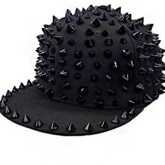 Women's Miz Snap Back; All Black Handcrafted Black Spiked Baseball Cap Super Fashion Forward Hot Trendy All Black Baseball Cap With Adorned Handcrafted Black Stud Spikes Snap Back Trendy Black Snapback Hat With Flat Bill, Punk Cap Hat One Size Fits Most, Punk Style Cap Hat, Fitted Black Snapback Hat With Flat Brim, Punk Style Cap One Size Fits Most, Trendy Black Flat Brim Baseball Cap, Punk Style Adjustable Baseball Cap, Adjustable Punk Style Baseball Cap, Black Fitted Baseball Cap Casual