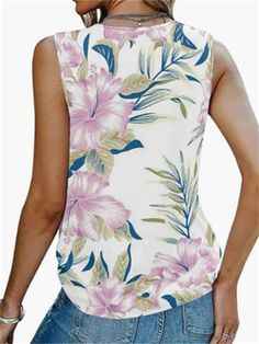 Pattern: plant flowersFabric name: chiffonColor: pink flowers, black, red, gray, orange, blue, greenProduct Category: T-shirtSleeve type: sleevelessMain fabric components: polyesterSize:S,M,L,XL,XXLStyle Type:CasualCollar type:V-neckSleeve length: sleevelessPopular elements: wood ear edgeProcess: printing Multicolor Summer Tops With Plant Print, Summer Floral Print Crew Neck Blouse, Pink Crew Neck Top With Plant Print, Stretch Floral Print T-shirt For Summer, Casual Sleeveless Printed T-shirt, Casual Pink Sleeveless T-shirt, Stretch Floral Print V-neck Top, Casual Blouse With Plant Print, Summer V-neck Shirt With Floral Print