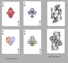 the four card deck has different designs on it