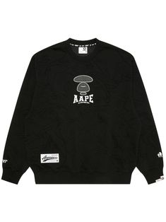 black crew neck long sleeves logo patch at the chest ribbed cuffs and hem internal logo patch Patch Sweater, Hoodie Green, Bathing Ape, Statement Shirt, Balenciaga Triple S, Yellow Sweater, Custom Watch, Short Suit, A Bathing Ape