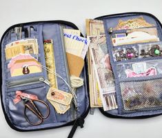 an open travel bag filled with lots of items