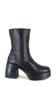 A stacked platform and sculptural block heel add statement-making height to a leather bootie outfitted with a side zipper for easy entry. 3" heel; 1 3/4" platform 6" shaft Side zip closure Water resistant Leather upper and lining/synthetic sole Made in Italy Edgy Platform Heeled Boots With Block Heel, Edgy Boots With Chunky Platform And Block Heel, Chunky Platform Heeled Boots With Comfort Fit, Chunky Platform Heeled Boots With Medium Width, Fall Platform Boots With Stacked Heel And High Shaft, Faux Leather Ankle Moto Boots With Chunky Platform, Leather High Ankle Boots With Chunky Platform, Fall Heeled Boots With Chunky Platform And High Shaft, Wide Calf Faux Leather Platform Boots With Block Heel