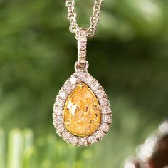 Details: Pear shaped yellow Diamond, 1.10 carats, U-V / VVS2 / GIA 2211803852 20 white diamonds, 0.22 carat total weight 18k White Gold Pendant measures approx 0.75" long (including bail) and 9.5mm wide Chain not included Alchemy's Bio & Catalog can be found here. Please contact us for resizing options, special order inquiries, or any other questions. Yellow Gold Pear-shaped Diamond Jewelry, Yellow Gold Diamond Jewelry With Pear Shape, Pear-shaped Yellow Gold Diamond Jewelry, Brilliant Cut Pear-shaped Diamond Jewelry, Pear-shaped Brilliant Cut Diamond Jewelry, Gia Certified Yellow Gold Teardrop Jewelry, Gia Certified Yellow Gold Pear-shaped Jewelry, Gia Certified Pear-shaped Yellow Gold Jewelry, Gia Certified Pear Shaped White Gold Jewelry