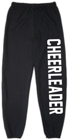 Collegiate Style Sports Bottoms With Letter Print, Hip Hop Style Stretch Sweatpants With Letter Print, Sporty Bottoms For Cheerleading, Sporty Bottoms For Cheerleading And Sports Season, Cheerleading Sportswear For Sports Season, Cotton Athleisure Pants For Sports Events, Team Spirit Cotton Bottoms For Sports Events, White Cotton Cheerleading Bottoms, White Cotton Bottoms For Cheerleading