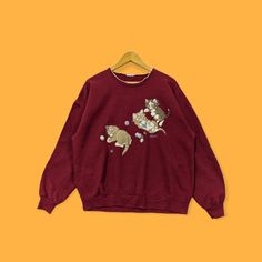 Vintage morning suns car kitten sweatshirt morning suns crewneck morning suns sweater pullover streetwear style maroon colour size large by YoungmodernCo on Etsy Vintage Morning, Maroon Colour, Streetwear Mode, Streetwear Style, Morning Sun, Sweater Pullover, Maroon Color, Vintage Wear, Shoulder Sleeve