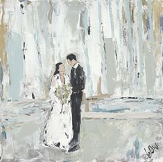 a painting of a bride and groom