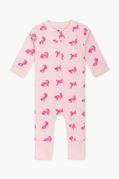 pink-unicorns Playful Pink Onesie For Sleep, Pink Cotton Onesie For Pajama Party, Pink Unicorn Print Sleepwear For Bedtime, Pink Unicorn Print Sleepwear, Good Feeling, Baby Pajamas, Striped One Piece, Organic Baby Clothes, One Piece Pajamas