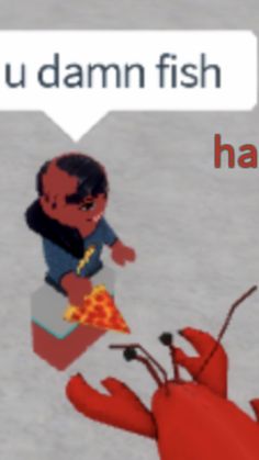 a hand holding a piece of pizza with the caption you damn fish happy birthday