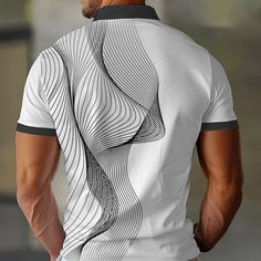 Linear Business Casual Men's Polo Shirt Short Sleeve Outdoor Vacation Streetwear Summer 3D Print Turndown White Micro-elastic Polyester 2024 - $19.99 Vacation Streetwear, Collared Shirts, Outdoor Vacation, Printed Polo Shirts, Streetwear Summer, Polo Shirt White, Vacation Wear, Business Casual Men, Shirt Short Sleeve