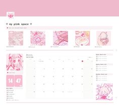 a desktop calendar with pink images on it