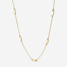 Plain Gold Station Necklace With Extender 14K Yellow Gold Station Necklace, Yellow Gold, Yellow, Gold