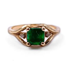 14k Yellow Gold, Emerald Approx. 0.50 Ctw, Weighs 2.6 Gram, Size 5.5 Emerald Gold Ring, Gold Emerald Ring, Emerald Ring Gold, Ring Color, Emerald Ring, Gold Yellow, Womens Jewelry Rings, Gold Ring, Dream Wedding