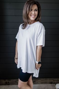 This Basic Round Neck White Oversized T-shirt is perfect for any daily task - just grab and go! The relaxed fit makes it comfortable while the high-low hem adds a touch of style. A versatile piece that will elevate your wardrobe. Fit: Relaxed Fit - True to size Oversized T-shirt Drop shoulder Stretchy fabric Round neck High-low hem Color: White Fabric: 100% Cotton Brand: Zenana Have questions or need help deciding on fit? Want styling advice? Message us on our FB page here! We'd love to help you Kids Activewear, Jean Accessories, High Low Hem, Oversized Tshirt, White Fabrics, High & Low, Round Neck, Sweaters & Cardigans, Jumpsuit Romper