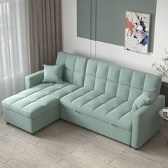 a living room scene with focus on the sectional sofa