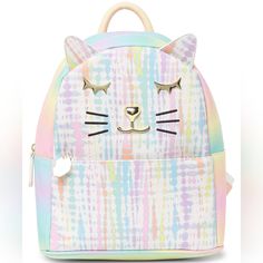 Brand New Backpack From Betsey Johnson. Pretty Prints And Kitschy Cute Kitten Face, This Playful Carry All Is A Must-Have. - Single Top Handle - Dual, Adjustable Shoulder Straps - Zip Around Closure - Exterior Features Front Zip Pocket, Contrast Prints, Cat Face Appliques - Printed Lining With Slip Pocket - Approx.11” H X 9” W X 5” D - Approx. 4” Handle Drop - Imported Polyester Exterior And Lining Brand New, Prices Firm! I Have All My Prices Set Low, So You Get The Best Value. Bundle A Few Item Playful Bags With Adjustable Strap For Back To School, Playful Back To School Bags With Adjustable Strap, Playful Bags With Zipper Closure For Back To School, Playful Bag With Zipper Closure For Back To School, Cute Bags For Students In Spring, Playful Back To School Bag With Zipper Closure, Trendy Student Backpack For Spring, Playful Back To School Bags With Zipper Closure, Playful Multicolor Bags With Zipper Closure