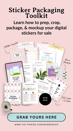 Learn to package and sell digital stickers like a pro! Get 15+ video lessons, Canva templates for sticker books, sheets, and mockups. Perfect for Etsy sellers wanting to create GoodNotes files and stunning sticker products. Everything you need to start your sticker business for just $37! #DigitalStickers #EtsyBusiness #StickersOnline Goodnotes Elements, Visual Identity Design Branding, Sticker Packaging, Create Stickers, Building A Personal Brand, Etsy Stickers