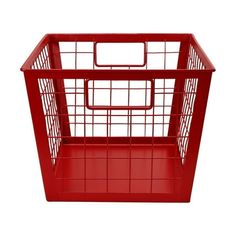 a red shopping basket on a white background with clipping for the bottom section to see if it is empty or not