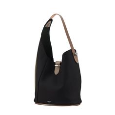 Medium sized asymmetric bucket bag. Made of soft tumbled calfskin, unlined interior, leather shoulder strap and finely polished nautical steel metals. The leather closure allows it to be opened from both sides. The rigid bottom allows you to easily find what you are looking for. It can be worn on the shoulder or cross-body, in both solutions, adhering well to the body, hinders theft attempts.  Made in Italy Soft tumbled calfskin Modern Bags With Epsom Leather And Leather Trim, Modern Epsom Leather Bag With Leather Trim, Soft Calf Leather Bucket Bag, Leather Bucket Shoulder Bag With Palladium Hardware, Leather Shoulder Bag With Palladium Hardware Bucket Shape, Modern Hobo Bag With Leather Trim, Everyday Calf Leather Bags With Leather Trim, Modern Shoulder Bag With Leather Trim, Travel Bucket Bag With Silver-tone Hardware