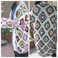 two pictures show the same crocheted sweater