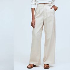 Small Mark Pointed Out That Should Launder Out (From A Retail Environment) Size 4 - Tend To Run A Size Large Or So In My Opinion, Reference Measurements In The Photos For Fit High Rise Wide Leg Trouser Moon Color, Pants Details, Harvest Moon, High Rise Pants, Madewell Denim, Straight Leg Pants, Cropped Pants, Leg Pants, Wide Leg Pants