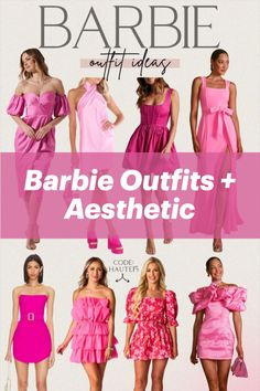 style board of pink barbie outfits and dresses Womens Barbie Dress, Classy Barbie Outfits, Barbie Doll Inspired Outfit, Barbie Inspired Outfits Pink, Barbie Dress Outfit, Barbie Inspired Dress, Auction Outfits, Pink Dress Barbie