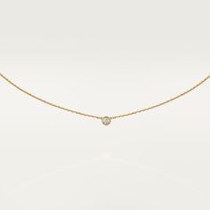 CRB7224517 - Diamants Légers necklace XS - Yellow gold, diamond Yellow Gold Solitaire Necklace With Clavicle Chain, Formal 14k Yellow Gold Solitaire Necklace, 14k Yellow Gold Solitaire Necklace For Formal Events, Cartier Single Diamond Round Cut Jewelry, Cartier Jewelry With Single Round Cut Diamond, Cartier Yellow Gold Diamond Necklace For Formal Occasions, Luxury Brilliant Cut Chain Necklace, Formal Fine Jewelry Yellow Gold Solitaire Necklace, Yellow Gold Solitaire Necklace For Formal Events