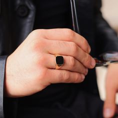 ✨ Discover the ultimate blend of luxury and elegance with our 14k Solid Gold Signet Ring for Men! This stunning piece features a black enamel square design, making it a perfect statement accessory for any occasion. Crafted with precision, this ring exudes sophistication and style, ideal for the modern man. 💎 Our Rectangle Black Onyx Ring for Men is a timeless addition to any jewelry collection. The deep black onyx stone contrasts beautifully with the rich gold, creating a striking look that is Luxury Black Signet Ring For Formal Occasions, Luxury Black Signet Ring For Anniversary, Black Luxury Signet Ring For Formal Events, Classic Black Signet Ring For Formal Occasions, Black Polished Signet Ring For Formal Occasions, Black Minimalist Signet Ring For Formal Events, Black Minimalist Signet Ring For Formal Occasions, Black Minimalist Formal Signet Ring, Classic Black 14k Gold Signet Ring