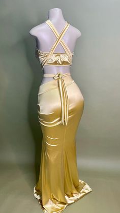 Gold satin set Chic Satin Sets For Night Out, Elegant Two-piece Set For Evening, Elegant Two-piece Skirt Set For Evening, Chic Satin Sets For Evening, Elegant Two-piece Formal Sets, Glamorous Modal Satin Dress With Satin Finish, Chic Silk Evening Sets, Fitted Gold Dress With Satin Finish, Gold Satin Finish Fitted Dress