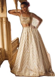 Lehenga White, Brocade Top, Dupatta Embroidery, Brocade Lehenga, Net Dupatta, New Launch, Hand Work, White Fabrics, Lehenga