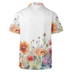 The Floral Gardens Hawaiian Casual Shirt brings the stunning beauty of a floral garden and the vacation vibes of the Hawaiian Islands to your wardrobe all year round! With its bright, colorful design, this shirt is perfect for warm spring and summer days. Get ready to take a breath-taking fashion stroll through the blooming flowers. We create Funky & Fun! It's made of polyester fabric material labelled for a summer casual shirt, but who's saying it's only for the summer?! Retro Hawaiian shirts come in various sizes for you to choose from Offer outstanding insulation, durability, and wrinkle resistance Featuring button-up personalized Hawaiian shirts can show your passion Custom shirts come in a regular fit and are lightweight with a spread collar Machine washable with cold water, iron dry Spring Shirt With Vibrant Print And Relaxed Fit, Summer Multicolor Shirt With Vibrant Print, Summer Multicolor Printed Shirt, Multicolor Cotton Beach Shirt, Multicolor Print Cotton Beach Shirt, Multicolor Printed Summer Shirt, Multicolor Print Cotton Shirt For Beach, Multicolor Graphic Print Shirt For Vacation, Casual Multicolor Print Camp Shirt For Summer