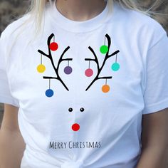 Modern Holiday Whimsical Reindeer Christmas T-Shirt Reindeer Shirt Ideas, Christmas Diy Shirts, Christmas Shirt Ideas Vinyl, Diy Christmas Shirt, Christmas T Shirt Ideas, Diy Christmas Shirts, Shirt Ideas Vinyl, Christmas Shirt Ideas, Shirt Painting