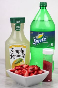 strawberries, yogurt, and other ingredients to make a strawberry smoothie