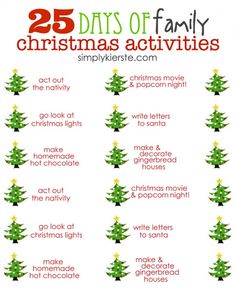 the 25 days of family christmas activities for kids to do with their parents and grandparents